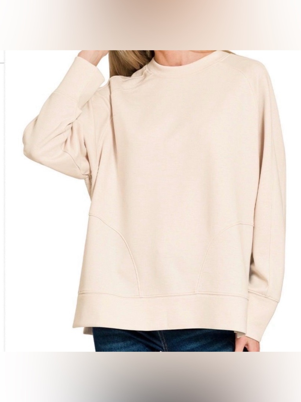 NWOT Zenana Scuba Round Neck Sweatshirt Size M